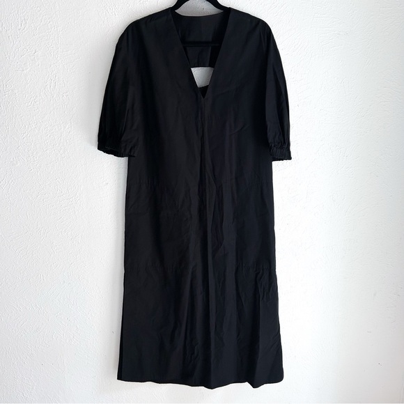 Sweaty Betty Loren Poplin Midi Dress Back Cutout Black Sz 6 - Picture 2 of 6